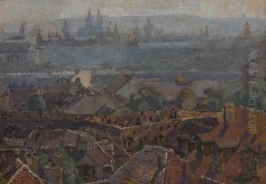 Prag - Blick Von Der Kleinseite Auf Die Altstadt by Ferdinand Engelmuller