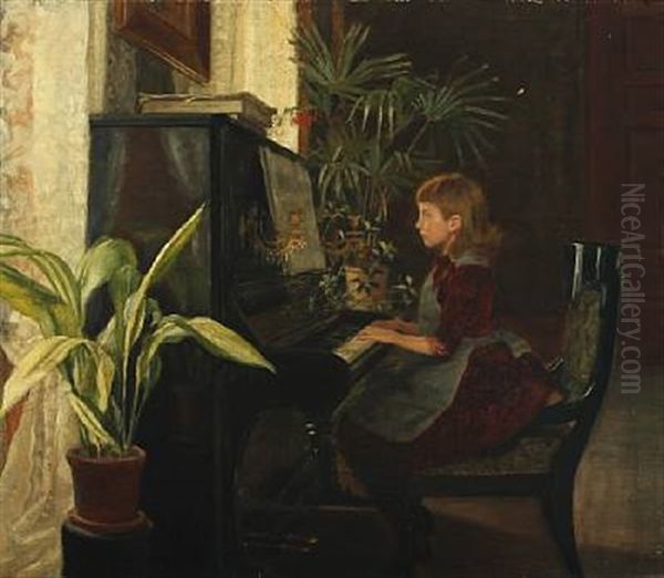 Interior With A Girl Playing The Piano - view 1