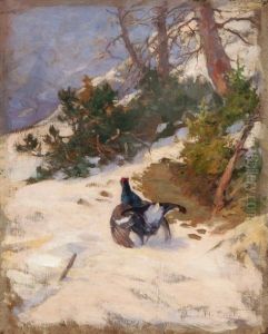 Balzender Auerhahn Im Schnee Balzender Auerhahn Im Schnee