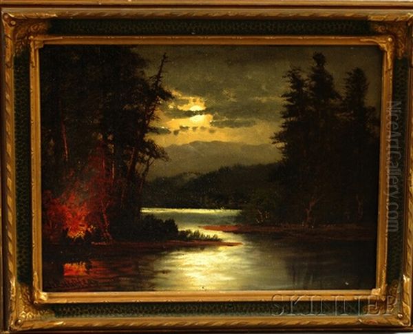 Campfire By A Moonlit Lake - view 1