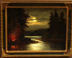 Campfire By A Moonlit Lake by John Englehart