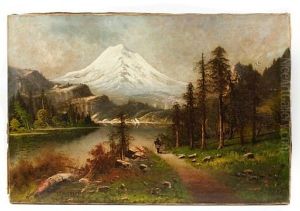 Indian In A Mountainous Western Landscape by John Englehart