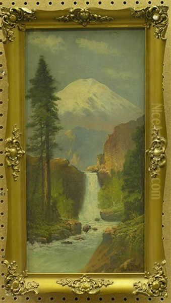 Mountain Landscape (+ Another, Mount Rainier, Washington And The Columbia River, Oregon?; Pair) by John Englehart