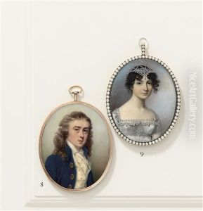A Marchioness In White Dress Elaborately Decorated With Pearls, And Wearing A Pearl Headdress by George Engleheart