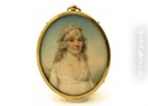 Portrait Miniature Of A Lady, Half Length, Wearing A White Dress