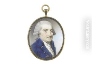 A Gentleman Called, Charles Staples, Wearing Blue Coat, White Waistcoat, Frilled Chemise And Stock, His Powdered Wig Worn En Queue And Tied With Black Ribbon