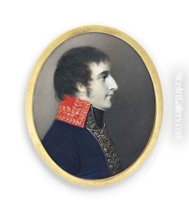 Napoleon I (1769-1821), Emperor Of France /1815, As First Consul 1799-1804, In Profile To The Right, In Blue Coat With High Red Collar by George Engleheart