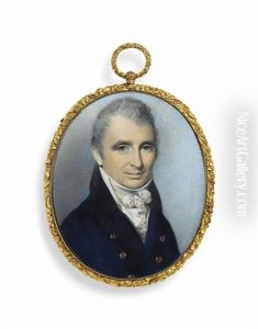Captain Thomas Sanders (1764-1822), In Double-breasted Blue Coat With Brass Buttons, White Waistcoat And Knotted Cravat; Sky Background