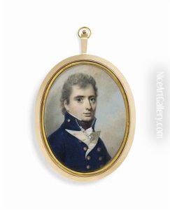 Captain Philip Brown, In Naval Uniform With White Facings And Gold Buttons, White Frilled Cravat And Black Stock, Powdered Hair; Sky Background