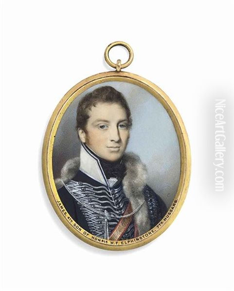 Lieutenant-colonel James Drummond-buller-fullerton-elphinstone (1788-1857), In The Uniform Of The 7th Hussars, Blue Dolman With White Collar... - view 1