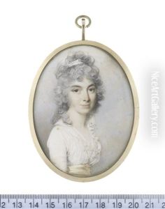 A Lady, Called Miss Topham, Wearing White Dress With Lace Trim To Her Decollete, Yellow Sash, Her Powdered Hair Curling, Partially Upswept And Dressed With A White Bandeau A Lady, Called Miss Topham, Wearing White Dress With Lace Trim To Her Decollete, Yellow Sash, Her Powdered Hair Curling, Partially Upswept And Dressed With A White Bandeau