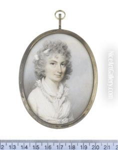 A Lady, Called Mrs Anne Topham, Nee Sinclair, Wearing White Dress With Concertinaed Lace Collar And Waist Sash