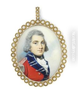 George King, 3rd Earl Of Kingston, In The Uniform Of The 50th Regiment Of Foot, Scarlet Coat With Blue Facings, Silver Frogging, Epaulettes And Buttons by George Engleheart