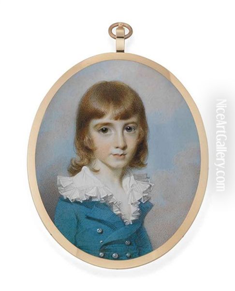 Master Sparkes, In Double-breasted Blue Coat With Silver Buttons, White Shirt With Frilled Collar - view 1