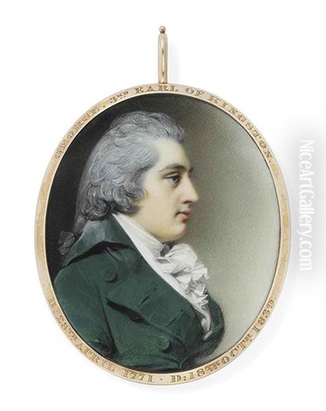 George King, 3rd Earl Of Kingston, In Profile To The Right, In Emerald Green Coat, White Frilled Cravat, Powdered Wig - view 1