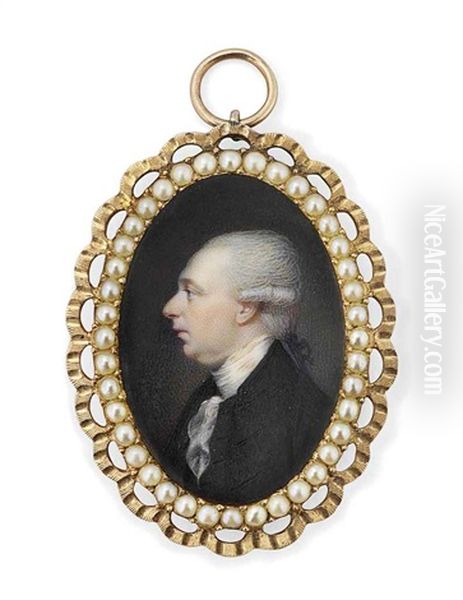 Stephen Moore, 1st Earl Of Mountcashell, In Profile To The Left, In Black Coat, White Frilled Cravat, Powdered Hair Worn En Queue - view 1