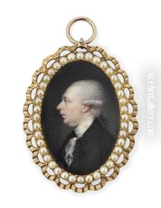 Stephen Moore, 1st Earl Of Mountcashell, In Profile To The Left, In Black Coat, White Frilled Cravat, Powdered Hair Worn En Queue by George Engleheart