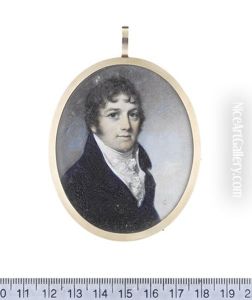 A Gentleman, Called Peter Cooper Esq, Wearing Blue Coat, White Waistcoat, Frilled Chemise, Stock And Cravat by George Engleheart
