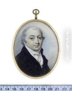 A Gentleman, Wearing Blue Coat, White Coat, Frilled Chemise, Stock And Cravat, His Hair Powdered by George Engleheart