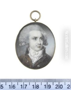 A Gentleman, Wearing Brown Coat, White Waistcoat, Frilled Chemise, Stock And Cravat, His Powdered Wig Worn En Queue