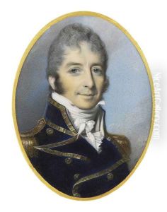 Captain Lord Edward O'bryen, In Naval Uniform, Gold-bordered Blue Coat, Gold Epaulettes, Brass Buttons, Tied White Stock, Powdered Hair And Sideburns