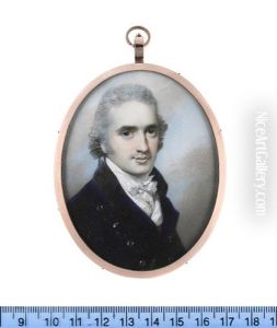 A Gentleman, Wearing Blue Double-breasted Coat With Black Collar, White Waistcoat, Chemise, Stock And Cravat, His Hair Powdered