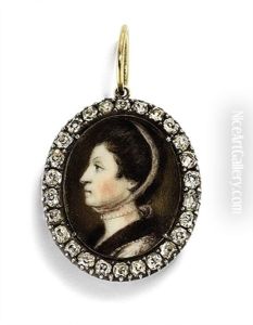 A Lady, In Ermine-lined Pink Dress, Gauze Bonnet, Pearl Necklace A Lady, In Ermine-lined Pink Dress, Gauze Bonnet, Pearl Necklace