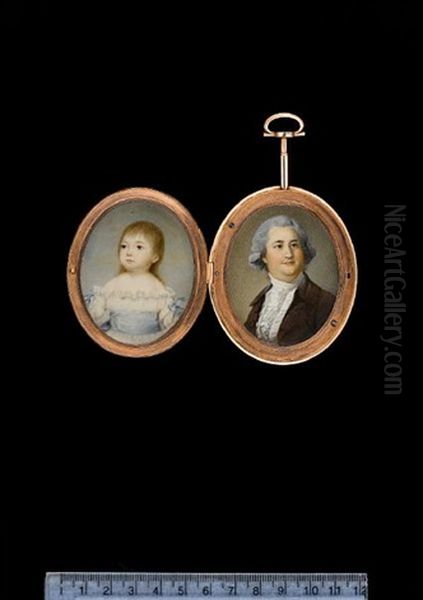 A Double Portrait Of Henry Vansittart And His Son Henry Vansittart (+ Locket Frame W/two Mourning Images; 2 Works) - view 1
