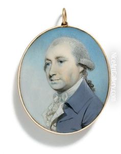 A Gentleman In Blue Coat White Waistcoat, Frilled Cravat And Powdered Hair
