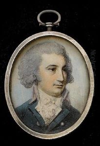 A Gentleman, Called Sir Robert Nightingale, Wearing Green Coat With Pink Collar And Silver Buttons, Frilled And White Cravat And Powdered Wig by George Engleheart