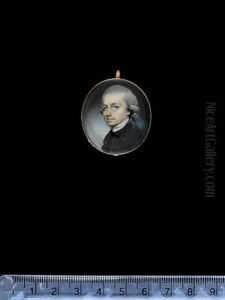 A Gentleman, Wearing Black Coat And Waistcoat, Tied White Stock And Powdered Wig by George Engleheart