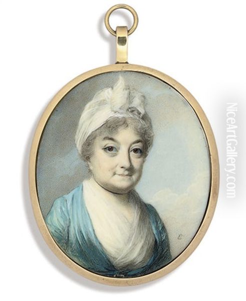 Lady Clayton, In Turquoise Dress With White Fichu, Black Choker - view 1