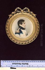 A Young Naval Officer Wearing Uniform, Blue Coat With Gold Epaulette, White Facings And Gold Buttons, White Waistcoat, Frilled Chemise And Tied Black Stock by George Engleheart