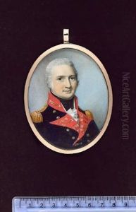 A Field Rank Officer Of The Royal Artillery Wearing Blue Coatee With Scarlet Facings, Gold Lace And Gold Epaulettes by George Engleheart