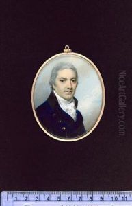 A Gentleman Wearing Blue Coat With Black Collar, White Waistcoat, Frilled Chemise And Tied Cravat, His Hair Powdered