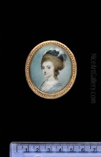 A Lady (louise Elisabeth Eynard?), Wearing White Dress With Pale Mauve Ribbon And Black Hat Dressed With White Plumes - view 1