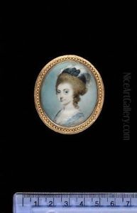 A Lady (louise Elisabeth Eynard?), Wearing White Dress With Pale Mauve Ribbon And Black Hat Dressed With White Plumes thumbnail