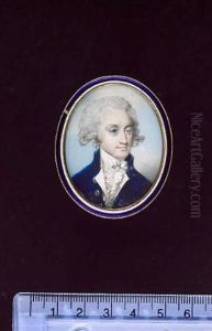 A Gentleman Wearing Blue Coat, Striped White Waistcoat, Frilled Chemise, Tied Stock And Powdered Wig