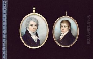 A Gentleman, Wearing Blue Coat With Black Collar, Cream Waistcoat And Tied White Stock, His Hair Powdered by George Engleheart