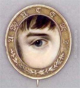 The Right Eye Of Sir Theophilus John Metcalfe, 2nd, Blue Iris With Lock Of Brown Hair And Sideburn