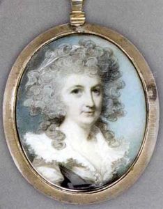 Mrs Dixon Hoste, In White Dress With Wide Frilled Collar, Grey Sash, White Bandeau In Her Long Powdered Curling Hair Mrs Dixon Hoste, In White Dress With Wide Frilled Collar, Grey Sash, White Bandeau In Her Long Powdered Curling Hair
