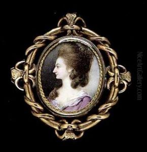 A Lady Wearing Purple Dress With White Lace Trimmed Collar by George Engleheart