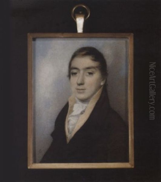 Mr. George Gregorie, Barrister-at-law, Wearing Black Coat, Peach-coloured Waistcoat, Tied White Stock And Frilled Cravat - view 1