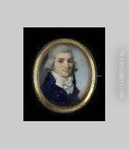 A Gentleman, Wearing Blue Coat, White Waistcoat And Frilled Cravat, His Hair Powdered