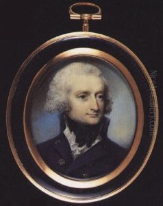 A Naval Officer Wearing A Blue Uniform, White Waistcoat, Tied Black Stock And Frilled White Cravat, His Hair Powdered