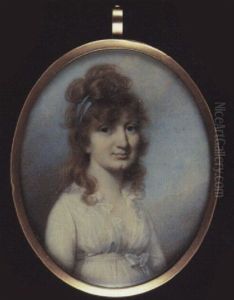 A Lady Wearing Blue Bandeau In Her Long Natural Hair, Decollete White Dress With Frilled Collar And Tied Ribbon Waistband