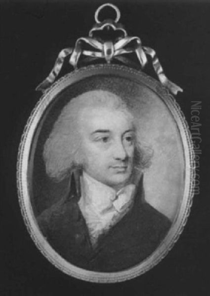 A Gentleman With Powdered Hair, Wearing Brown Coat, White Waistcoat, Frilled Ravat And Tied Stock - view 1