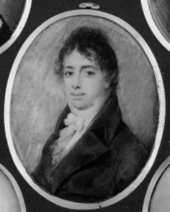 The Right Hon. Edward Ellice As A Young Man Wearing Brown Coat, White Waistcoat, Tied Stock And Frilled Cravat by George Engleheart