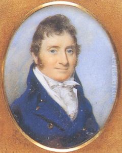 A Gentleman, In Blue Coat With Large Gold Buttons, White Waistcoat, Frilled Shirt And Tied Cravat