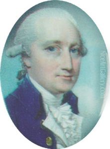 George Moxton, With Powdered Hair En Queue, Wearing A Blue Coat With Gold Buttons, A White Waistcoat And Stock by George Engleheart